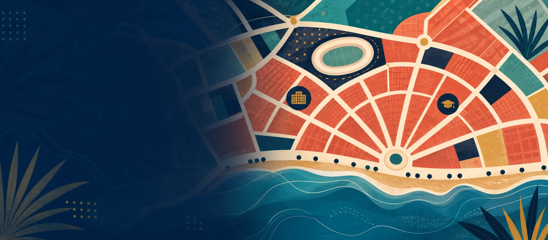 Hero ilustrativo de Sección Monumental con caminos y servicios locales verificados y una ruta de paquetería