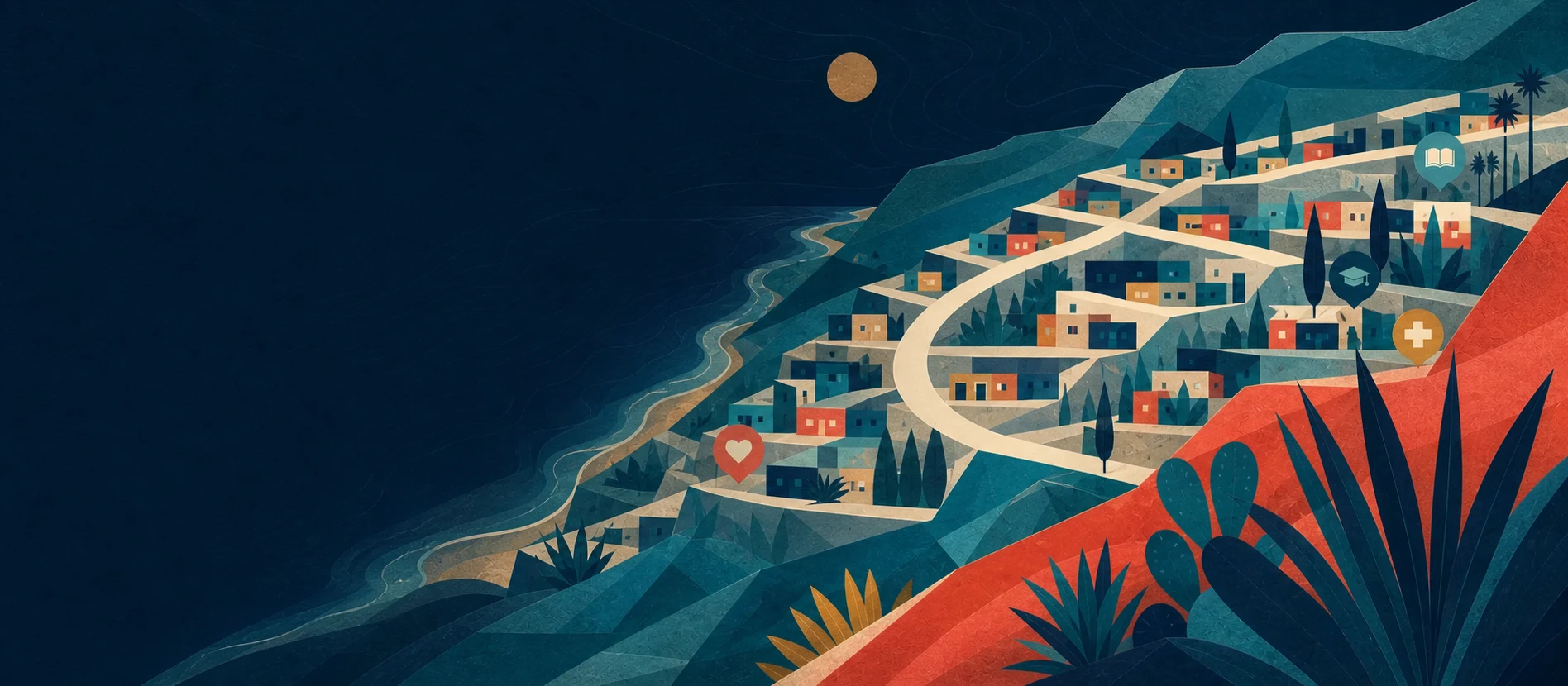 Ilustración de Chula Vista, Rosarito, con rutas y servicios locales verificados para recepción de paquetes