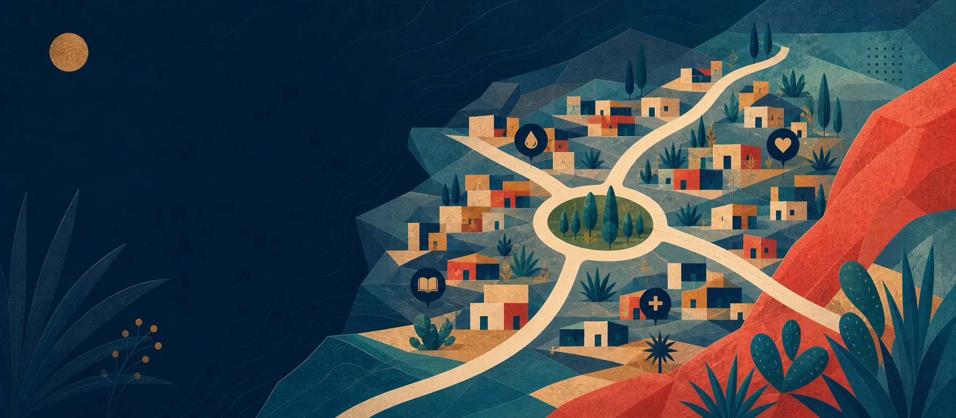 Ilustración de La Bondad, Tecate, con rutas y servicios locales verificados para recepción de paquetes