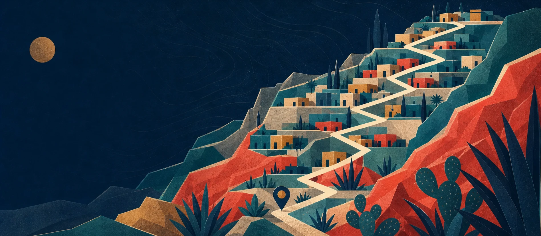Ilustración de Loma Alta, Tecate, con rutas y servicios locales verificados para recepción de paquetes