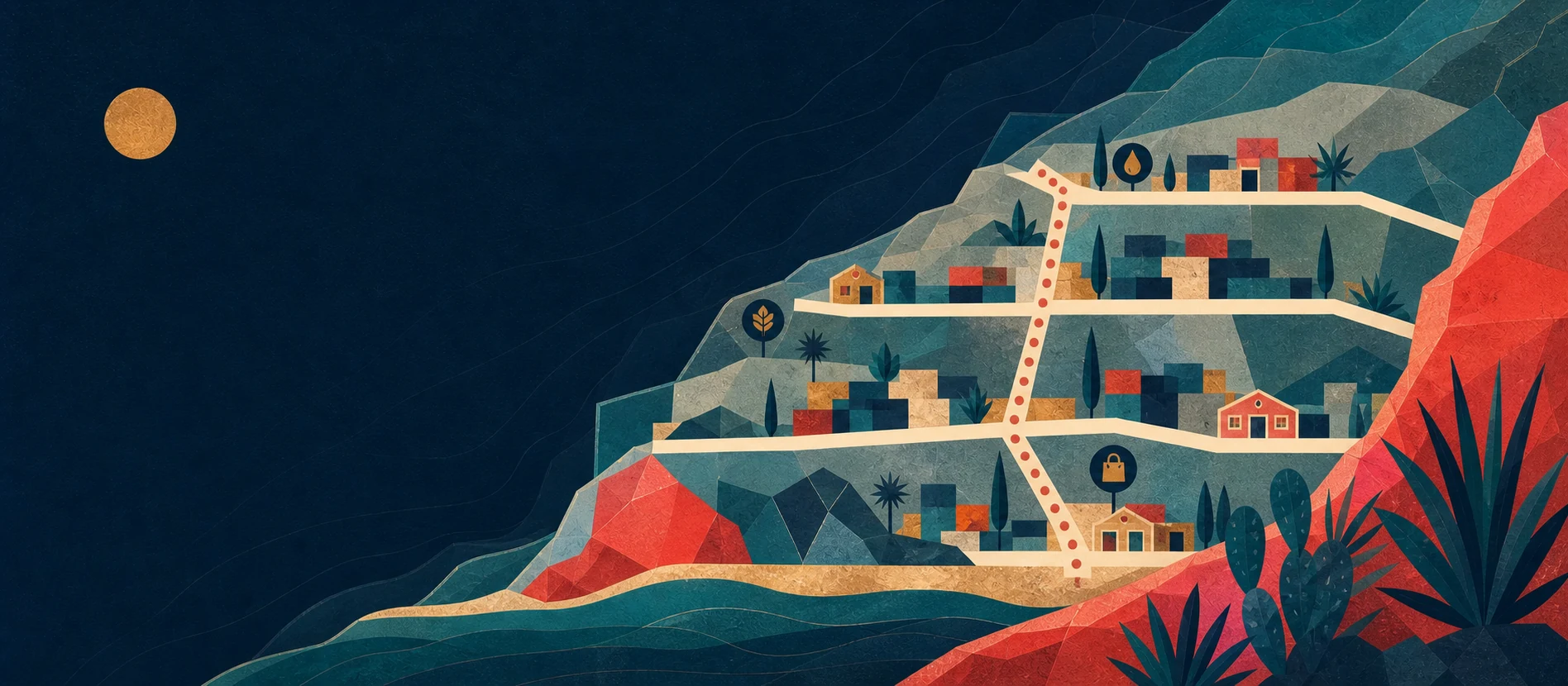 Ilustración de Lomas de Coronado, Rosarito, con rutas y servicios locales verificados para recepción de paquetes