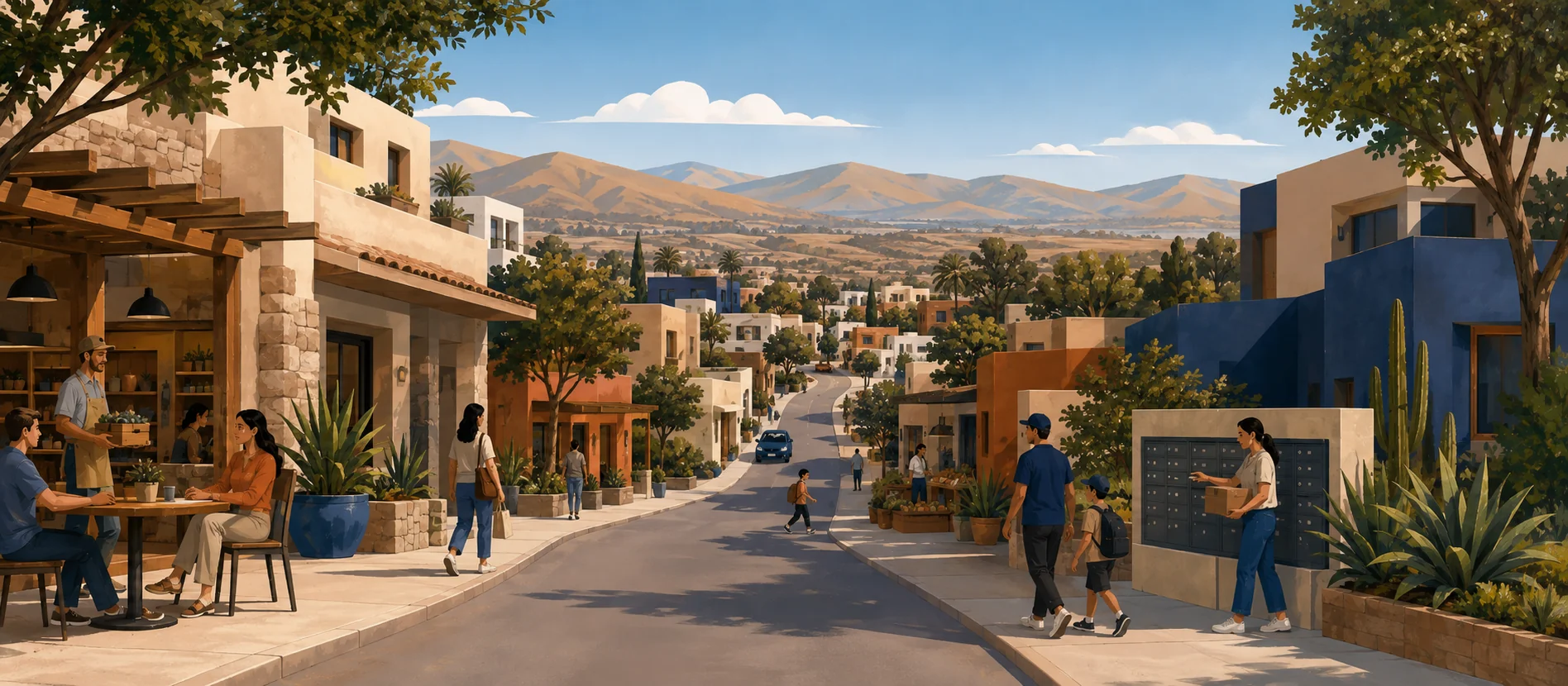 Original illustration representing the residential and recorded service context of Aldrete, Tecate