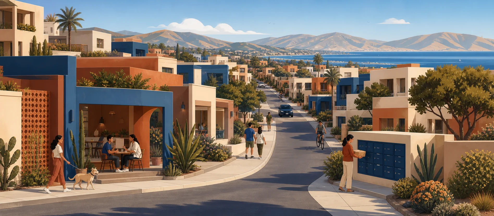 Original illustration representing the residential and recorded service context of Bahía, Ensenada