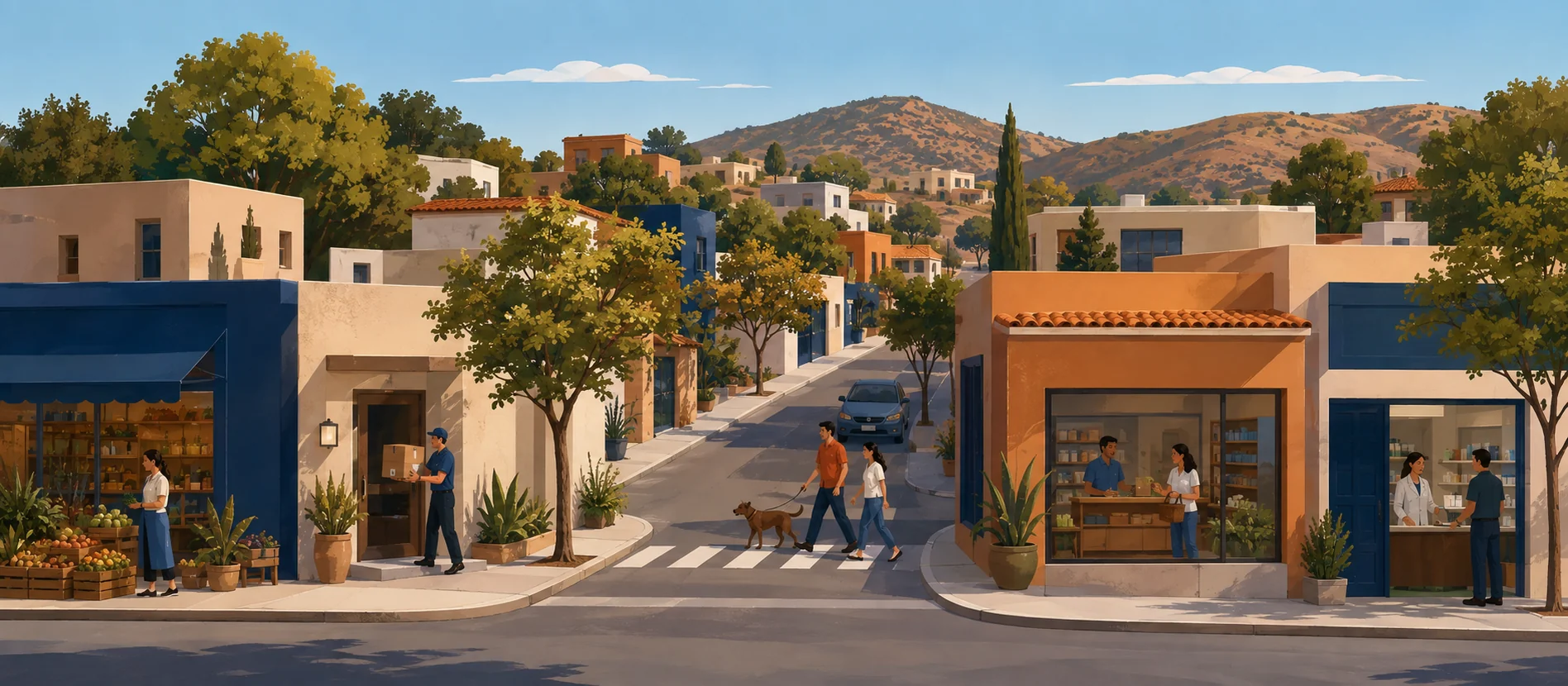 Original illustration representing the residential and recorded service context of El Mayab, Tecate