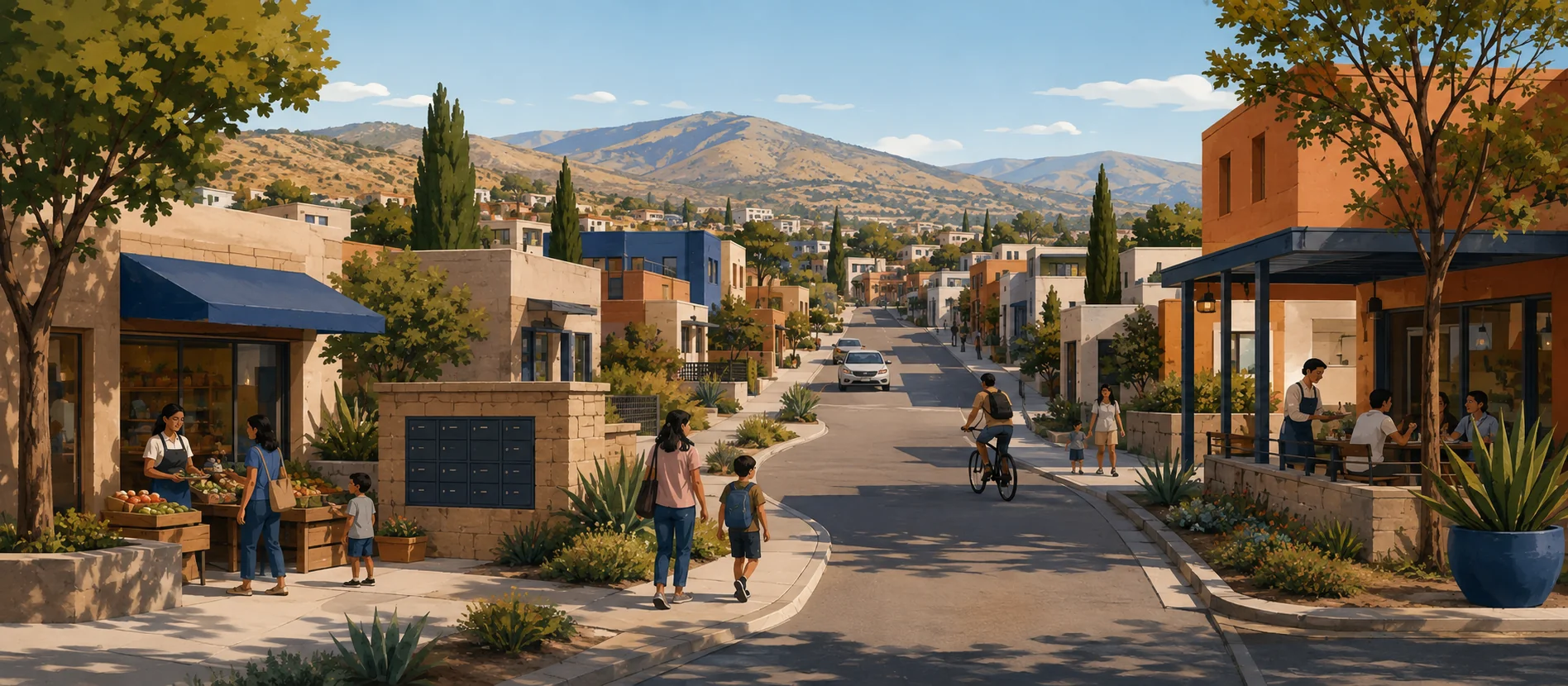 Original illustration representing the residential and recorded service context of Hacienda Tecate, Tecate