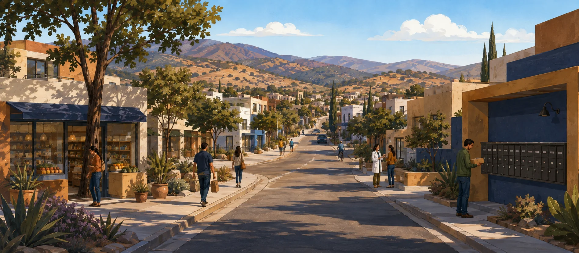 Original illustration representing the residential and recorded service context of La Misión, Ensenada