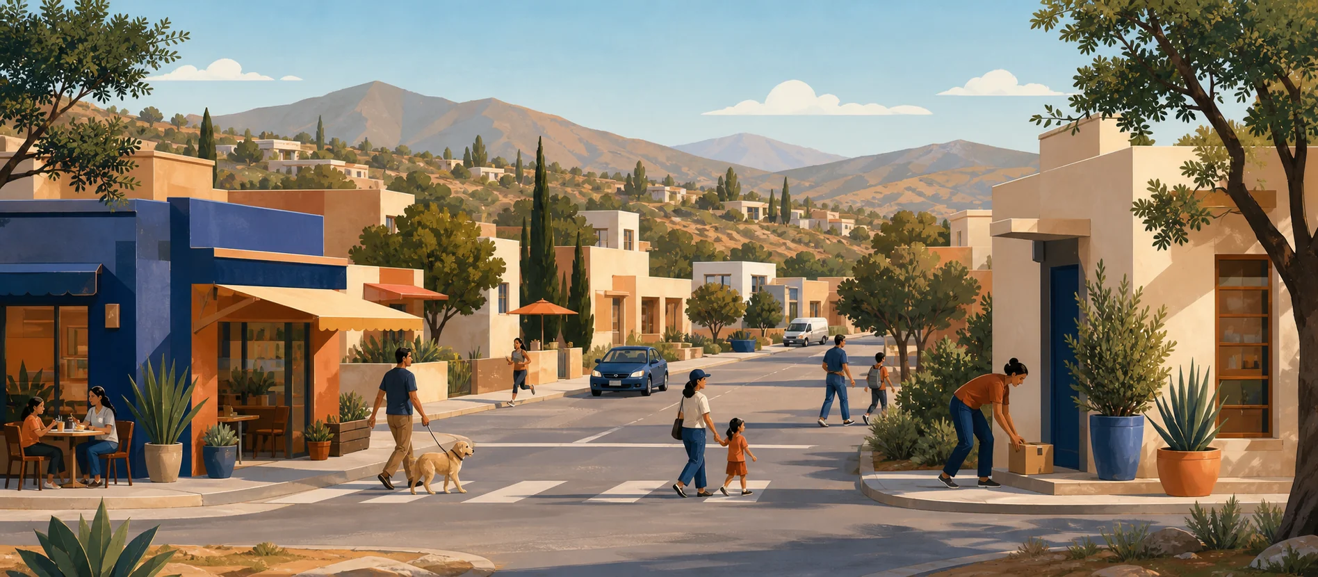 Original illustration representing the residential and recorded service context of La Viñita, Tecate