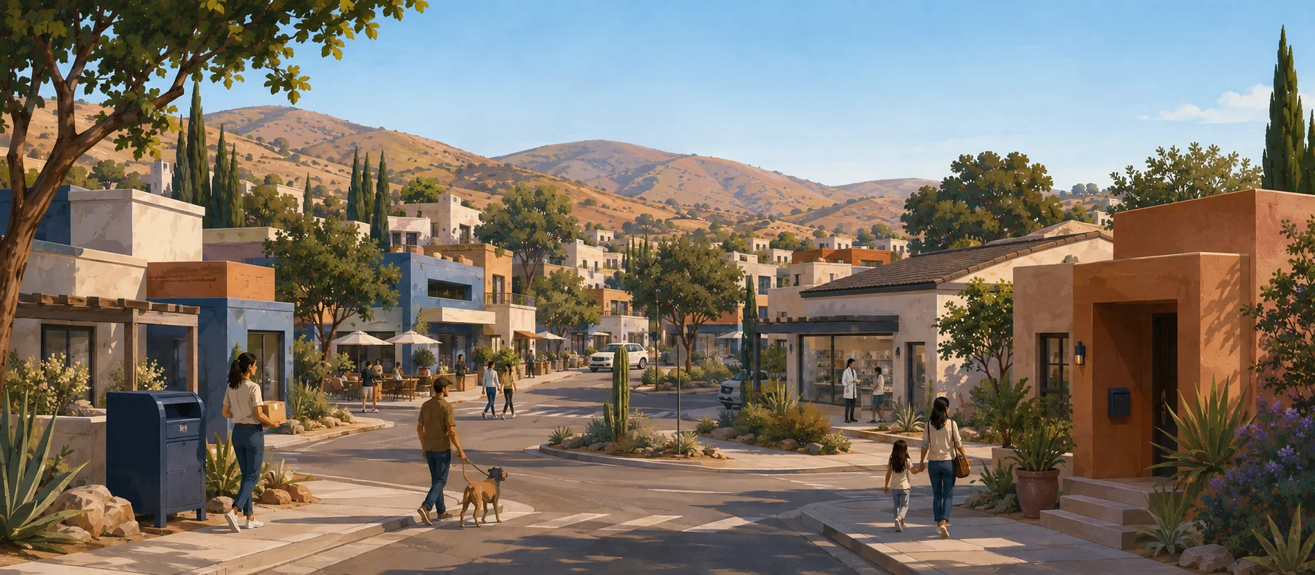 Original illustration representing the residential and recorded service context of Loma Linda, Ensenada