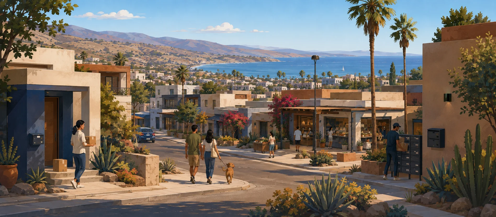 Original illustration representing the residential and recorded service context of Mar de Cortez, Ensenada