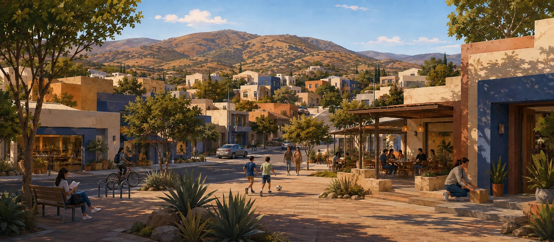 Original illustration representing the residential and recorded service context of Mediterráneo, Ensenada