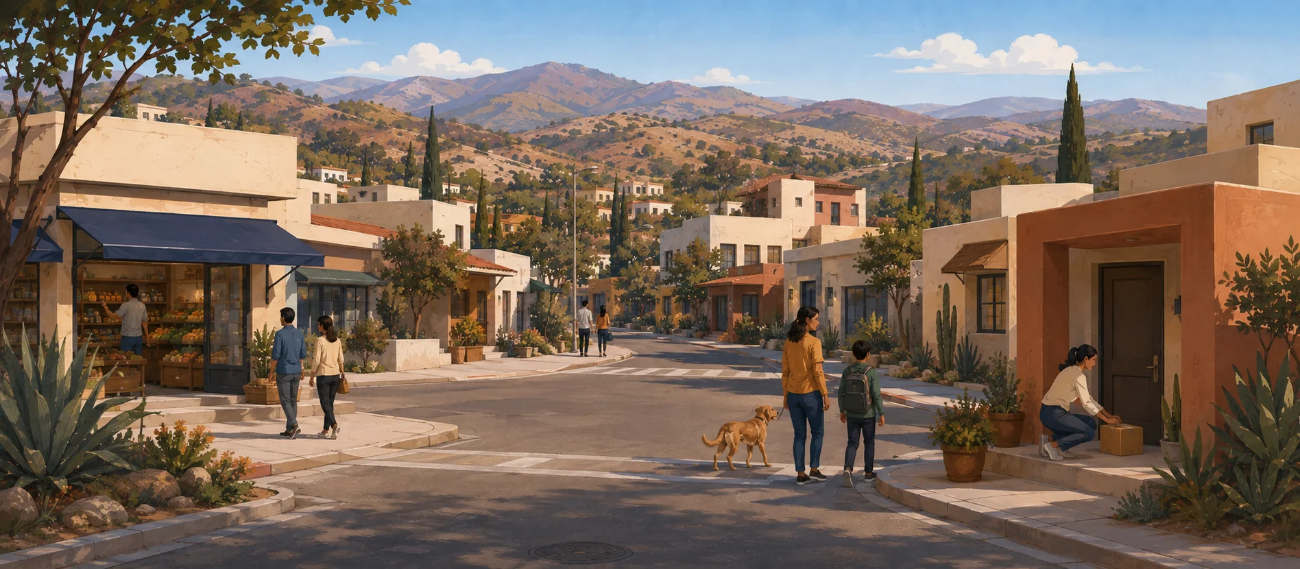 Original illustration representing the residential and recorded service context of Misión, Ensenada