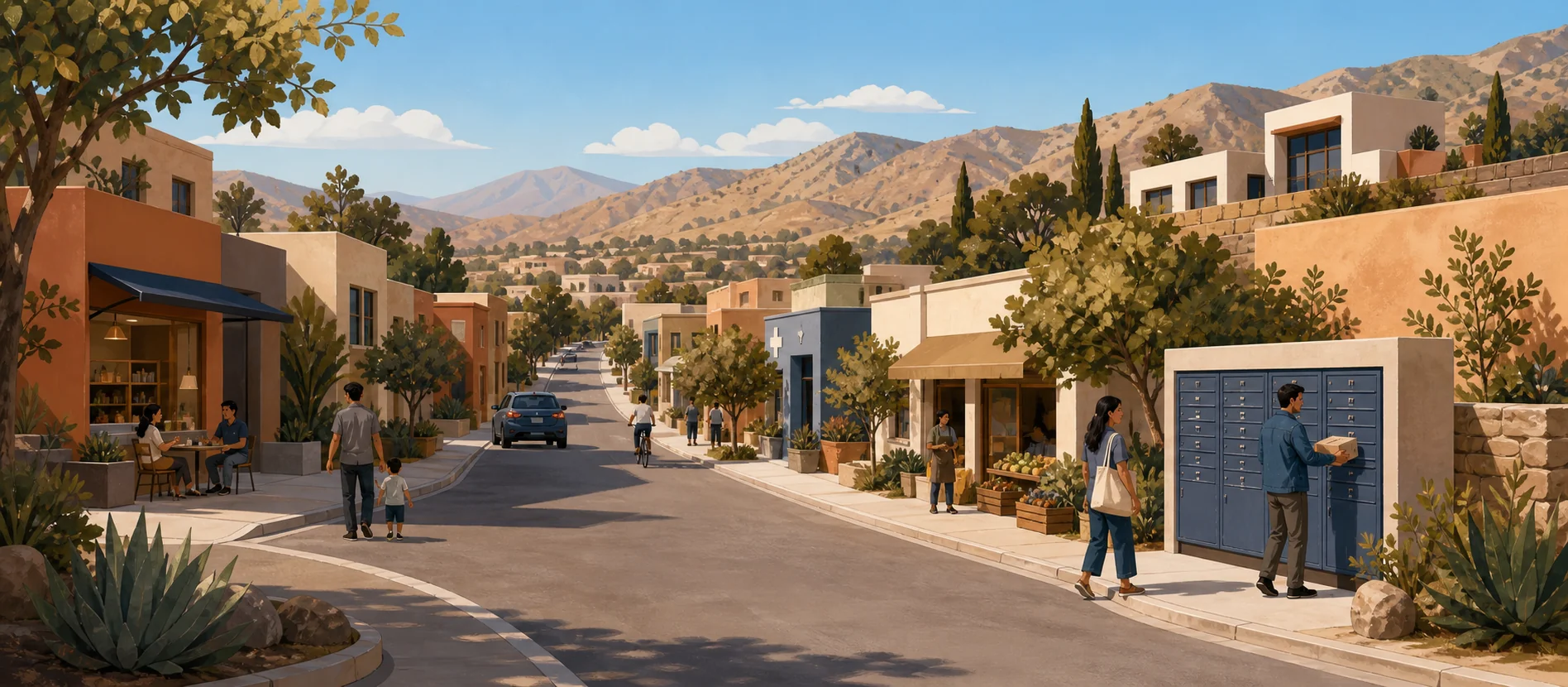 Original illustration representing the residential and recorded service context of Morelos, Tecate