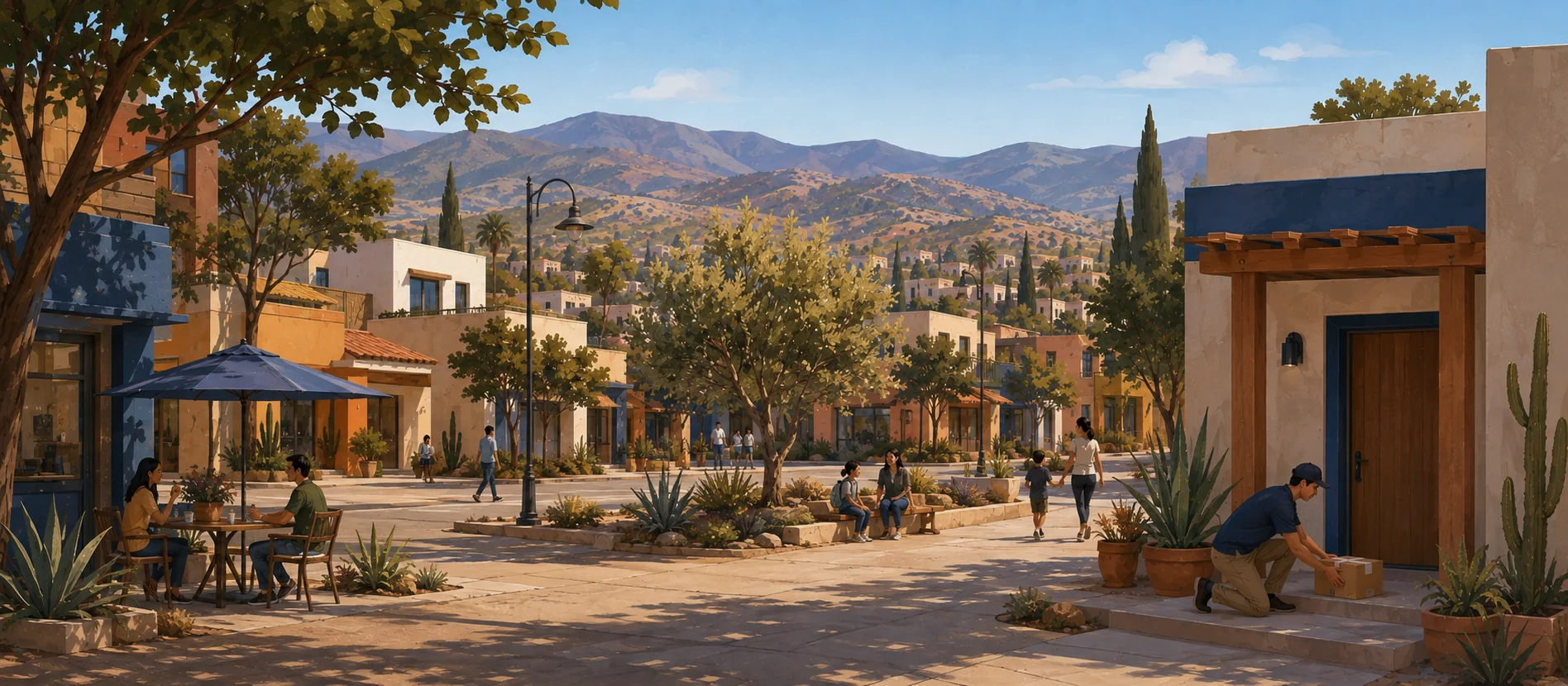 Original illustration representing the residential and recorded service context of Revolución, Ensenada