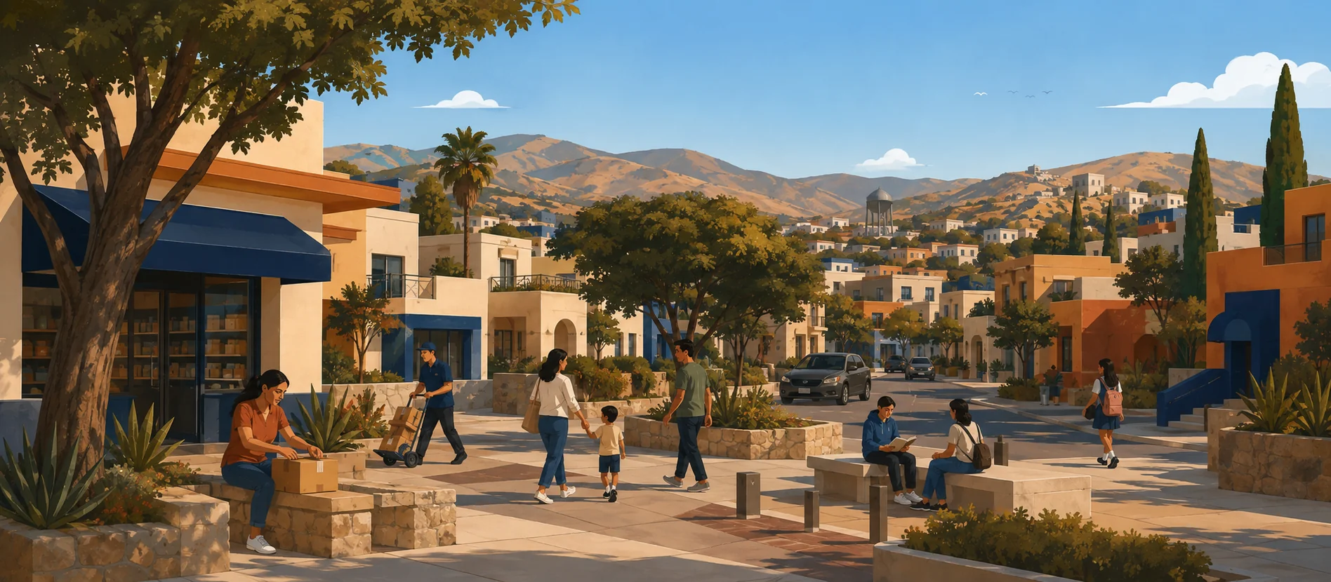 Original illustration representing the residential and recorded service context of San José, Tecate