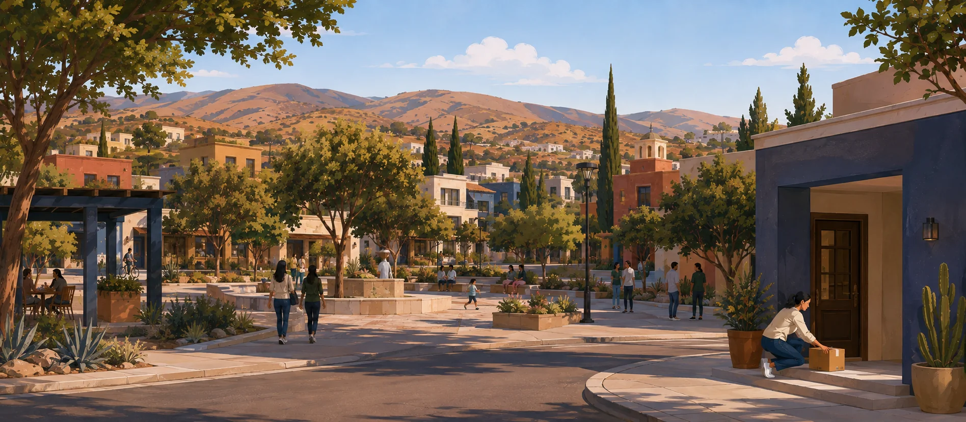 Original illustration representing the residential and recorded service context of San Vicente, Ensenada