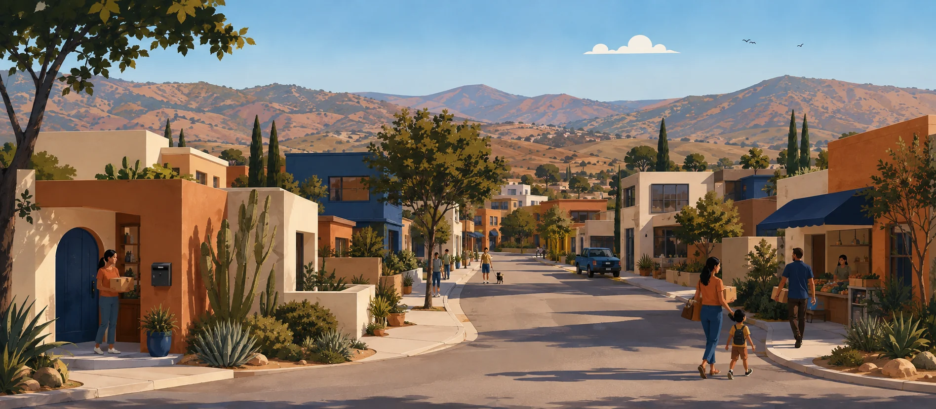 Original illustration representing the residential and recorded service context of Sandoval, Tecate