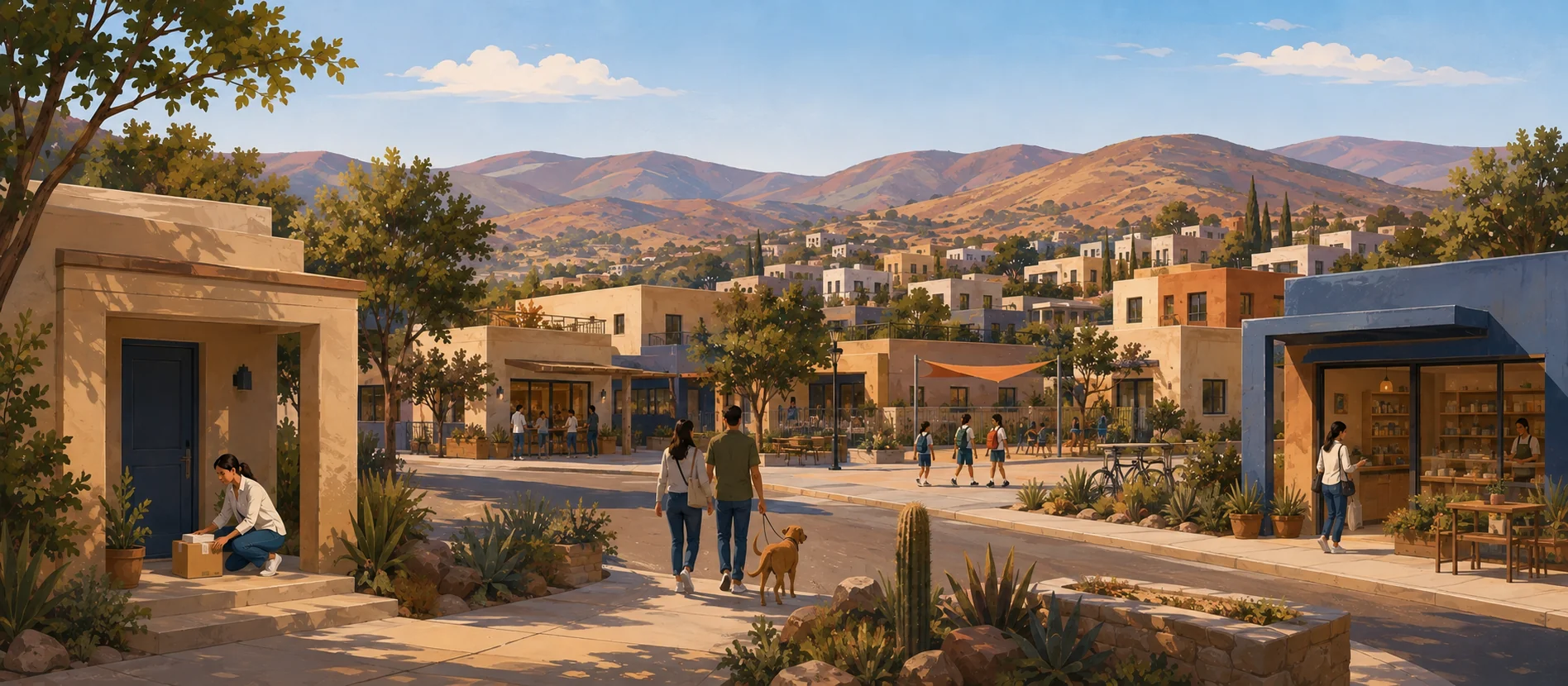 Original illustration representing the residential and recorded service context of Sexta Sección, Ensenada