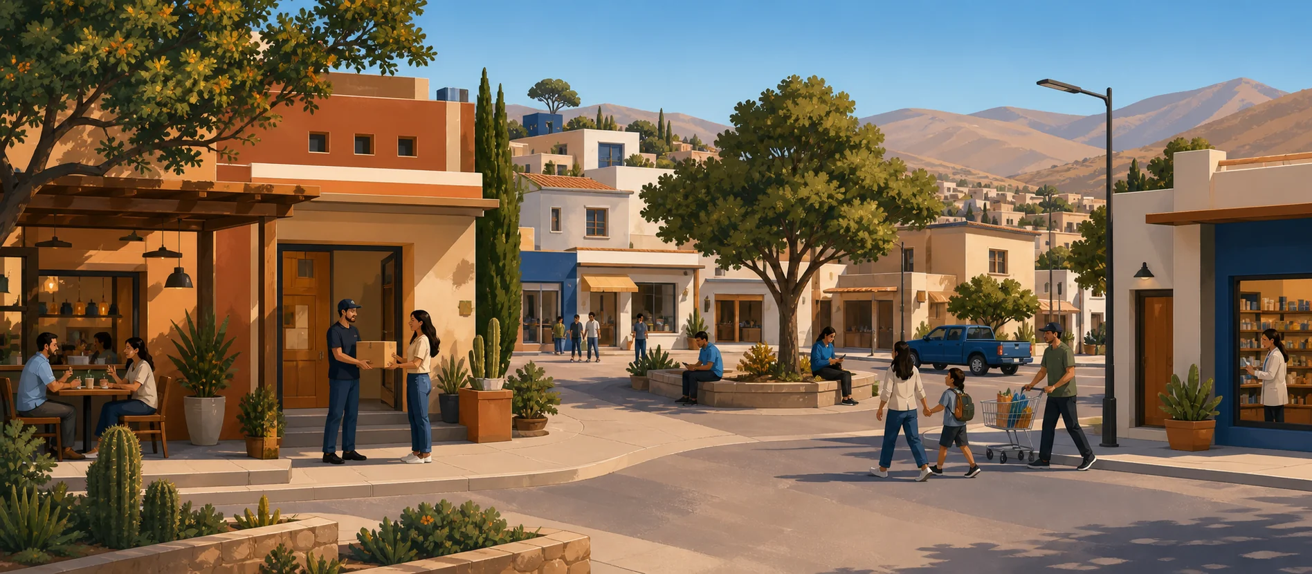 Original illustration representing the residential and recorded service context of Tanama, Tecate
