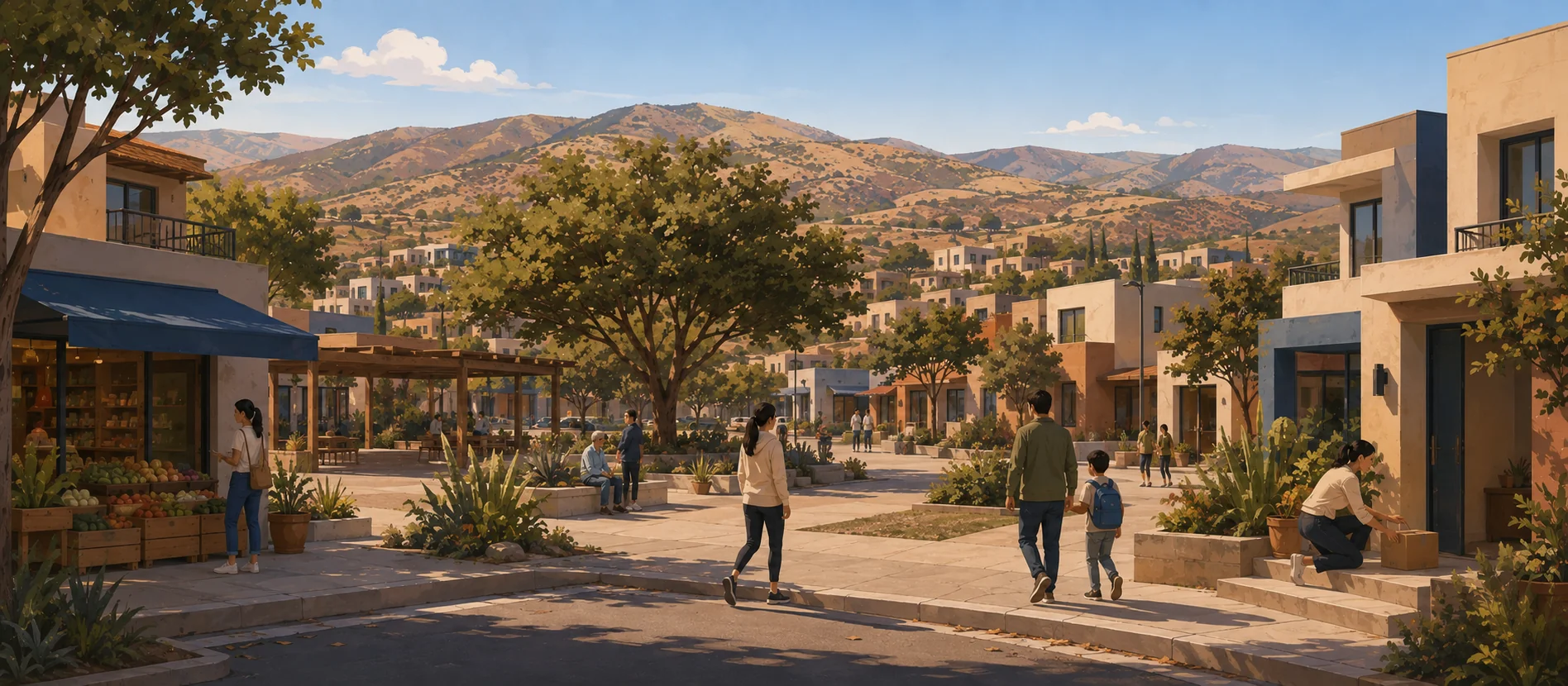 Original illustration representing the residential and recorded service context of Villa Residencial del Prado, Ensenada