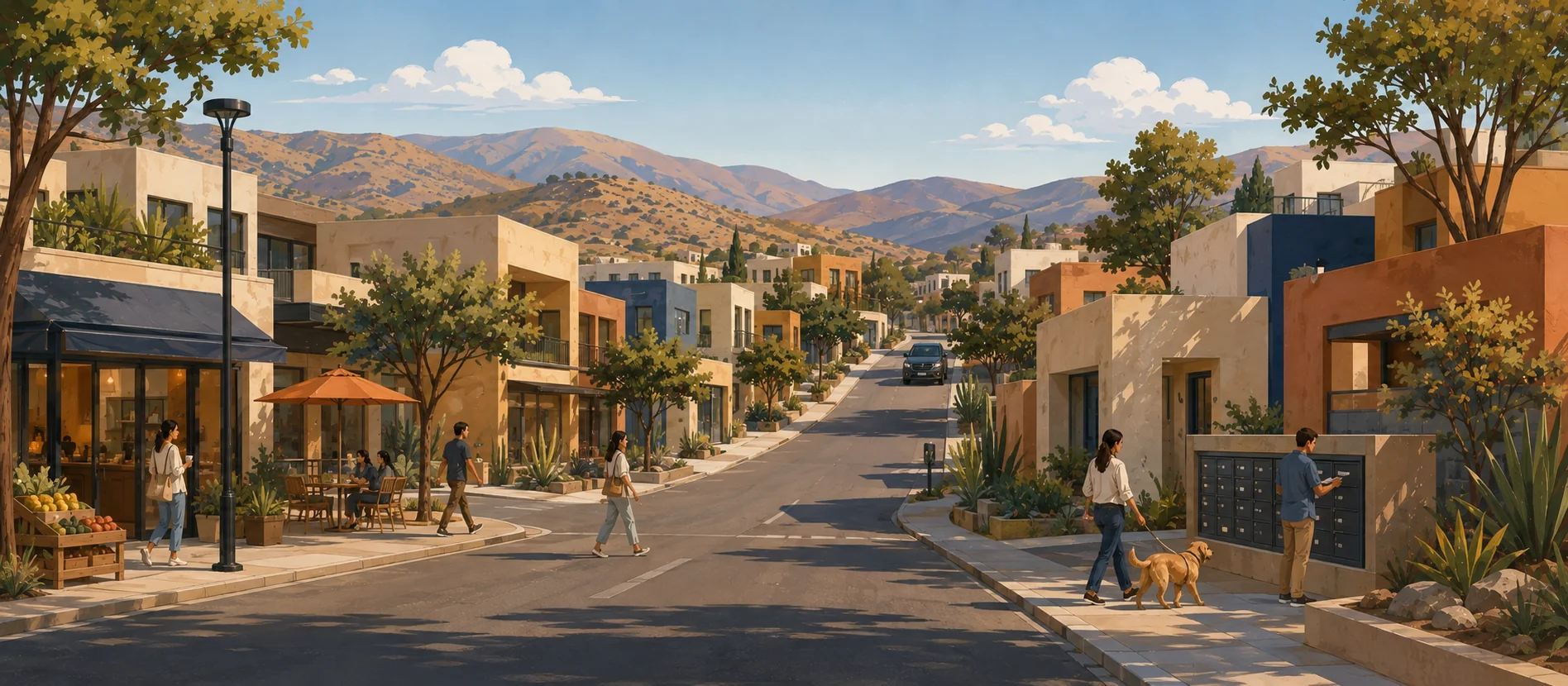 Original illustration representing the residential and recorded service context of Villa Residencial del Rey, Ensenada