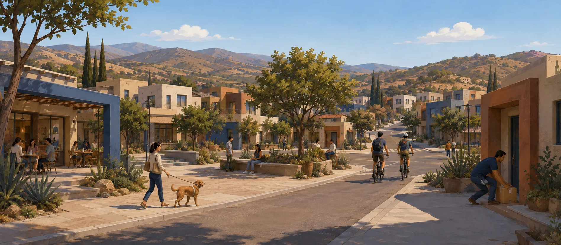 Original illustration representing the residential and recorded service context of Vista Hermosa, Ensenada