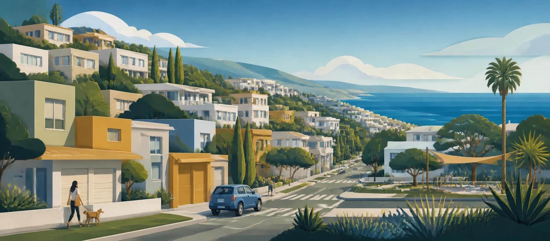 Ilustración original del contexto residencial y de servicios verificados de Colinas de Mazatlán, Rosarito