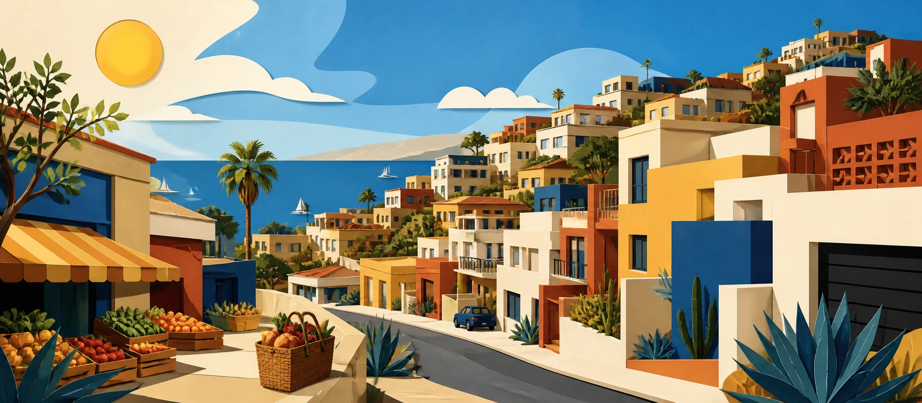 Ilustración original del contexto residencial y de servicios verificados de Colinas del Sol, Rosarito