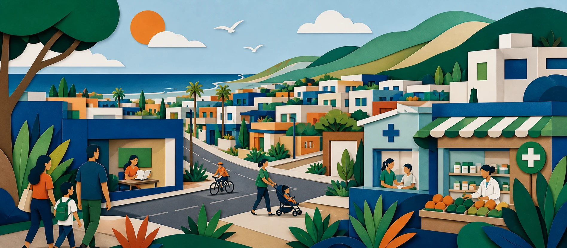 Ilustración original del contexto residencial y de servicios verificados de Magisterial, Rosarito
