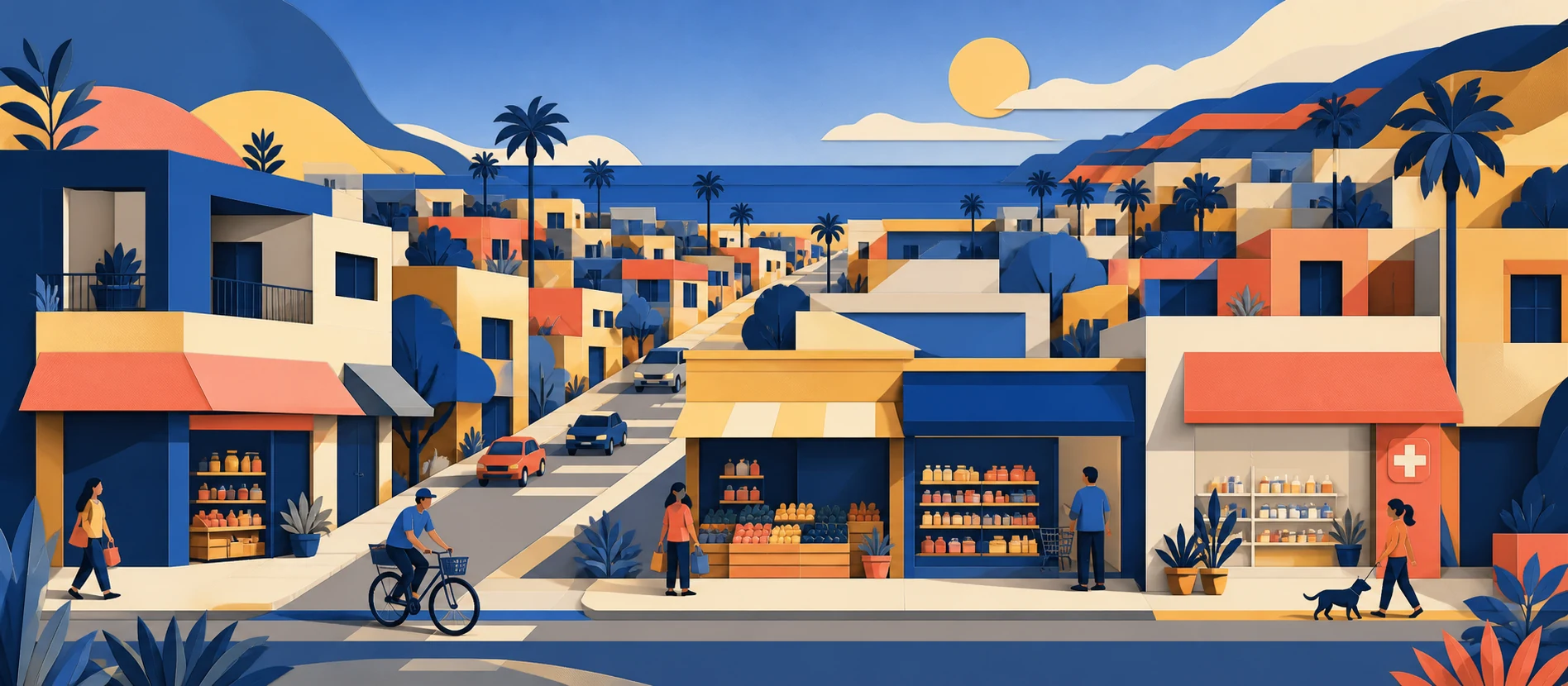 Ilustración original del contexto residencial y de servicios verificados de Veracruz, Rosarito