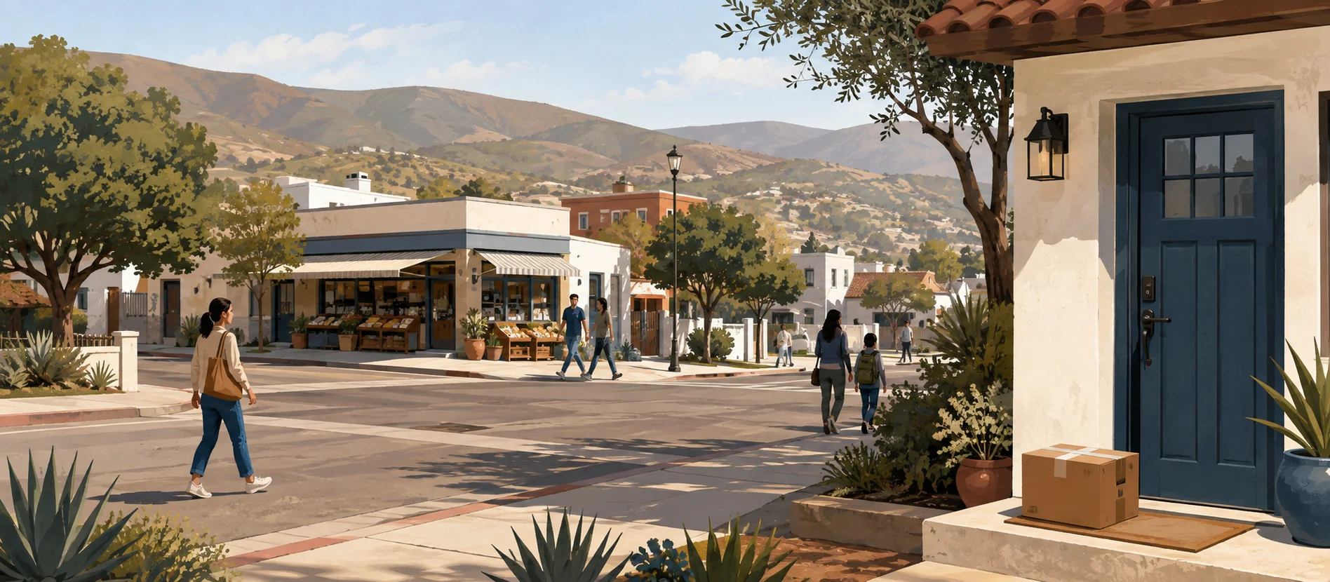 Original illustration representing the residential and recorded service context of Miguel Alemán, Ensenada